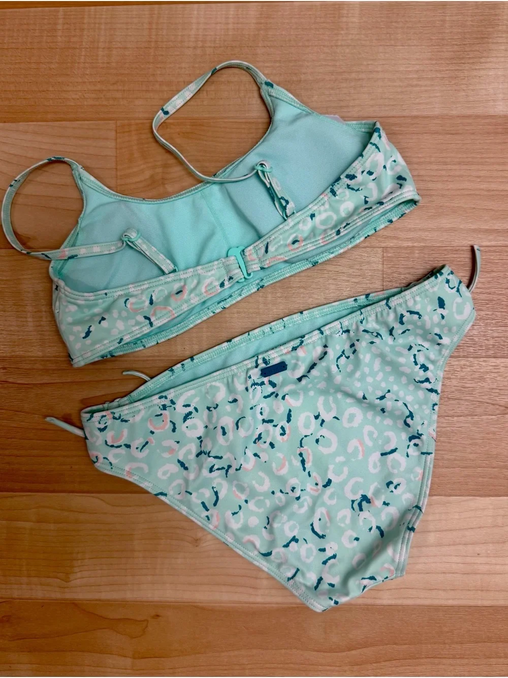 Roxy Girls Bikini Set Mint Leopard Print Size 12/L
